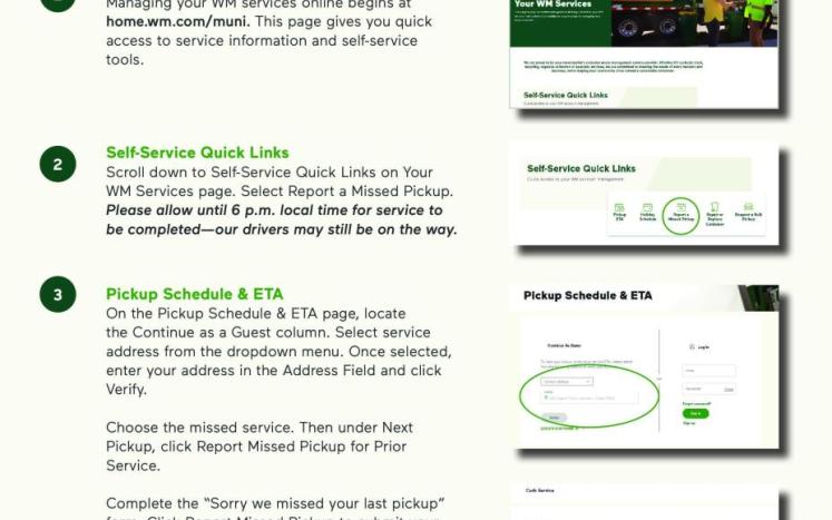 Schedule a missed pick up online